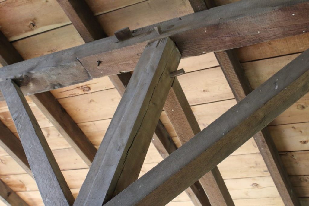 interior barn roof with supporting frame