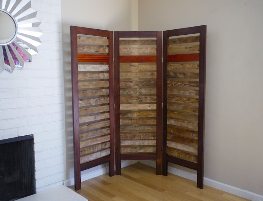 Reclaimed barnwood room divider